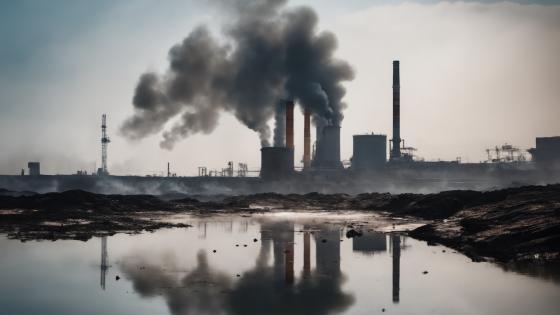 Factory causing air and water pollution